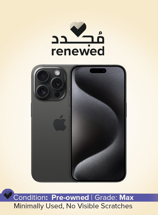 Apple Renewed - iPhone 15 Pro 128GB Black Titanium 5G With Facetime - International Version & Renewed - E310 True Wireless Stereo Earbuds, Bluetooth 5.3, 13mm Drivers, AI Call Noise Reduction, 20 Hours Playtime, USB-C Charging, Lightweight - Black , with 1-Year Replacement Warranty Bundle - Image 2